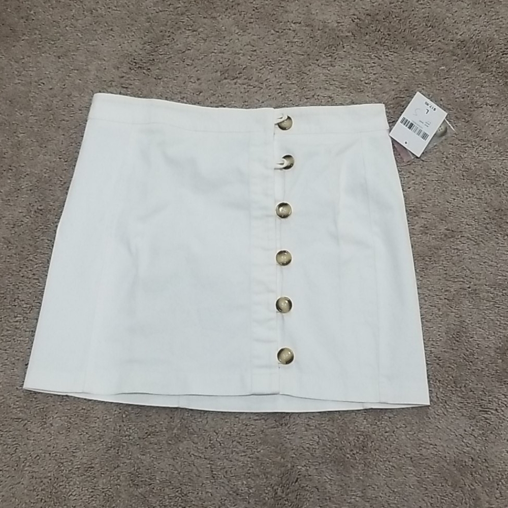 Button Front Mini Skirt
